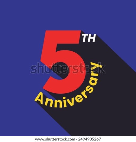 5th anniversary logotype modern bold font vector illustration. 5 years anniversary badge design. Wedding greeting card. Business birthday celebration template, banner, poster. Five years 3d logo.