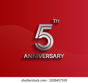 5th anniversary logotype silver color with multiple line style for celebration event