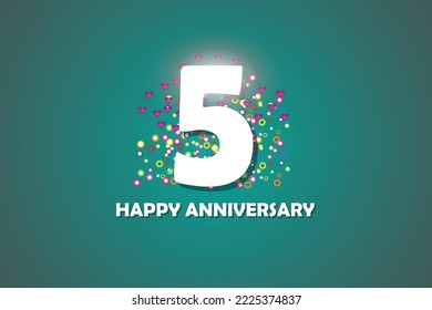 5th anniversary on blue background
