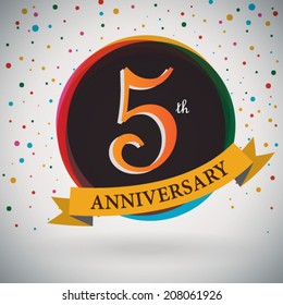 5th Anniversary poster / template design in retro style - Vector Background