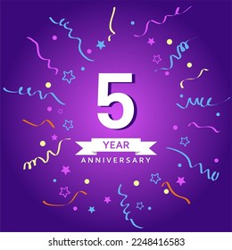 5th Anniversary with a purple background. very suitable for your anniversary background.
