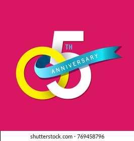 5th Anniversary simple emblems, template design for web, game ,Creative poster, booklet, leaflet, flyer, magazine, invitation card