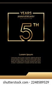 5th Anniversary template design with gold color for celebration event, invitation, banner, poster, flyer, greeting card, book cover. Vector Template