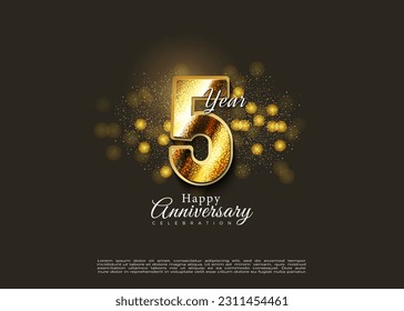 5th anniversary with textured numbers and color combinations. vector premium design.