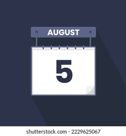 5th August calendar icon. August 5 calendar Date Month icon vector illustrator