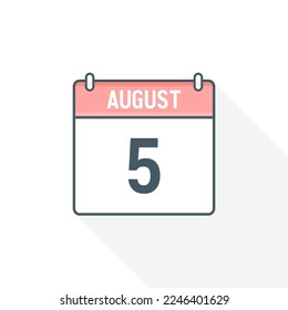 5th August calendar icon. August 5 calendar Date Month icon vector illustrator