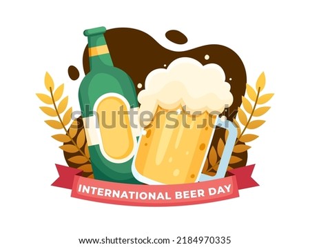 5th August happy international beer day with beer in a mug and in bottle, vector illustration.
World beer day design illustration suitable for banner, flyer, web, social media, poster, etc