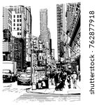 5th avenue in New York - vector illustration