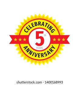 5th birthday badge logo design. 
Five years anniversary banner emblem. Abstract geometric poster.
