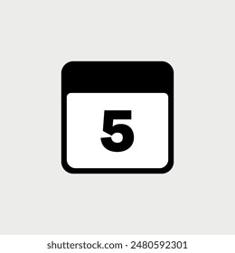 5th day of the month, minimalist calendar. Vector icon