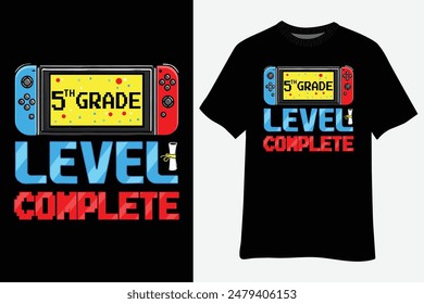 Diseño de camiseta de quinto grado de nivel completo Gamer Boy de quinto grado