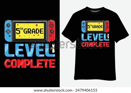 5th Grade Level Complete Gamer Boy Fifth Grade T-Shirt Design