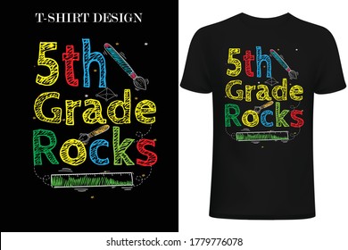 5th grade rocks.Back to school t-shirt design.