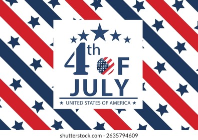 5th of July Background Design. Banner, Poster. Happy 4th of July 2025, United State of America independence day greeting design. Fourth of July typographic design.