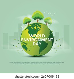 5th of June world environment day creative poster design. Vector illustration EPS10.