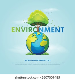 5th of June world environment day creative poster design. Vector illustration EPS10.