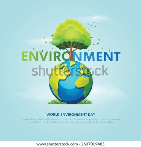 5th of June world environment day creative poster design. Vector illustration EPS10.