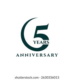 5º design de logotipo, 5º design de logotipo de aniversário, vetor, símbolo, ícone