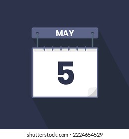 Icono del calendario 5 de mayo. 5 de mayo calendario Fecha Mes Icono Ilustrador vectorial