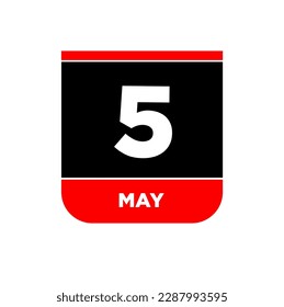 5.º calendario Vector página. icono del día 5 de mayo.