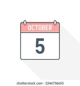 Icono del calendario 5 de octubre. 5 de octubre calendario Fecha Mes Icono Ilustrador vectorial