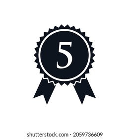 5th Place Winner Badge Logo Design Template. Best Seller Badge Sign Logo design On Letter 5