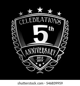 5th Shield Anniversary logo. Vector and illustration. 5 years logo.