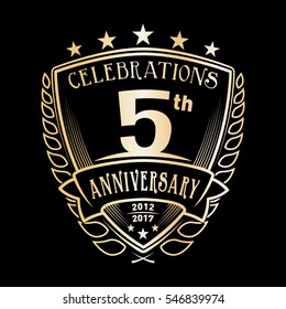 5th Shield Anniversary logo. Vector and illustration. 5 years logo.