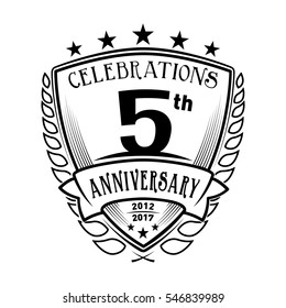 5th Shield Anniversary logo. Vector and illustration. 5 years logo.
