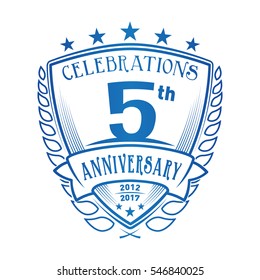 5th Shield Anniversary logo. Vector and illustration. 5 years logo.