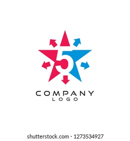 5th way with star logo design vector