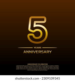5th year anniversary design template in gold color. vector template illustration