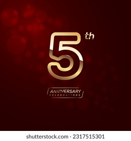 5th year anniversary logo design with a double line concept in gold color
