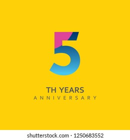 5th Year Anniversary Vector Template Design Illustration.