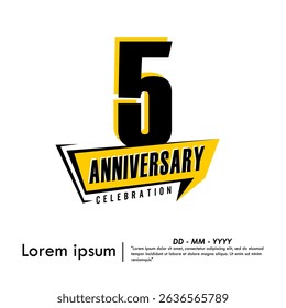 5th years anniversary celebration emblem. anniversary logo isolated with speech ribbon on white background. vector illustration template design for web, flyers, poster, greeting card