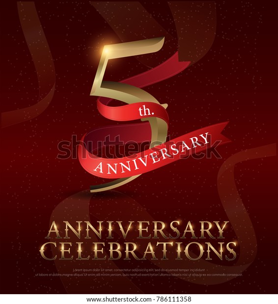 5th Years Anniversary Celebration Golden Logo Stock Vector (Royalty ...