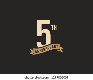 5th Years Anniversary Celebration Icon Vector Logo Design Template