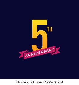 5th Years Anniversary Celebration Icon Vector Logo Design Template