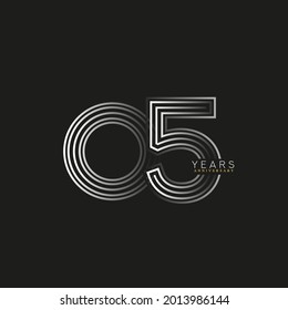 5th years anniversary celebration logotype with linked number black and white. Simple and modern design, vector design for anniversary celebration.