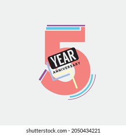 5th Years Anniversary Logo Birthday Celebration Abstract Design Vector Illustration.