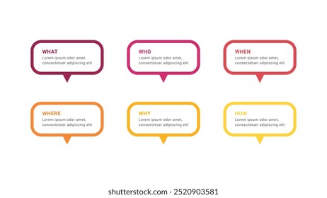 5W1H problem solving infographic template design