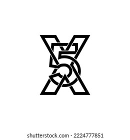 5 x letra inicial diseño de logotipo en monograma