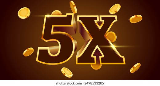 5x winner banner, promotion flyer, prize label. Vector illustration