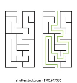 5x10 Rectangular Vector Maze With Solution