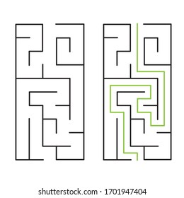 5x10 rectangular vector maze with solution