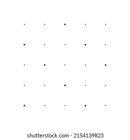 5x5 circles dots variation design. Dotted speckles, freckles. Circles grid and mesh