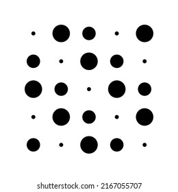 5x5 circles dots variation design. Dotted speckles, freckles. Circles grid and mesh