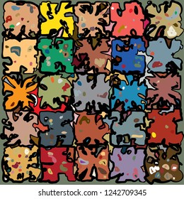 5x5 ornate amorphous details assembled into modern, rustic patchwork