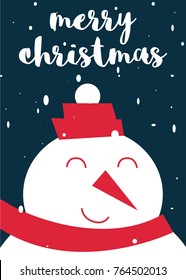 5x7 Christmas Card - Snowman. Vector Illustration