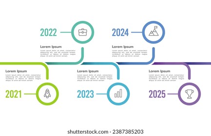 plantilla de diseño de línea de tiempo de infografía de 5 años. Hito, planificación y hoja de ruta. Ilustración vectorial.